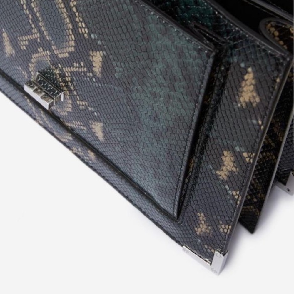 New Kooples Maxi GREEN AND BLACK PYTHON EMILY BAG - Picture 4 of 14
